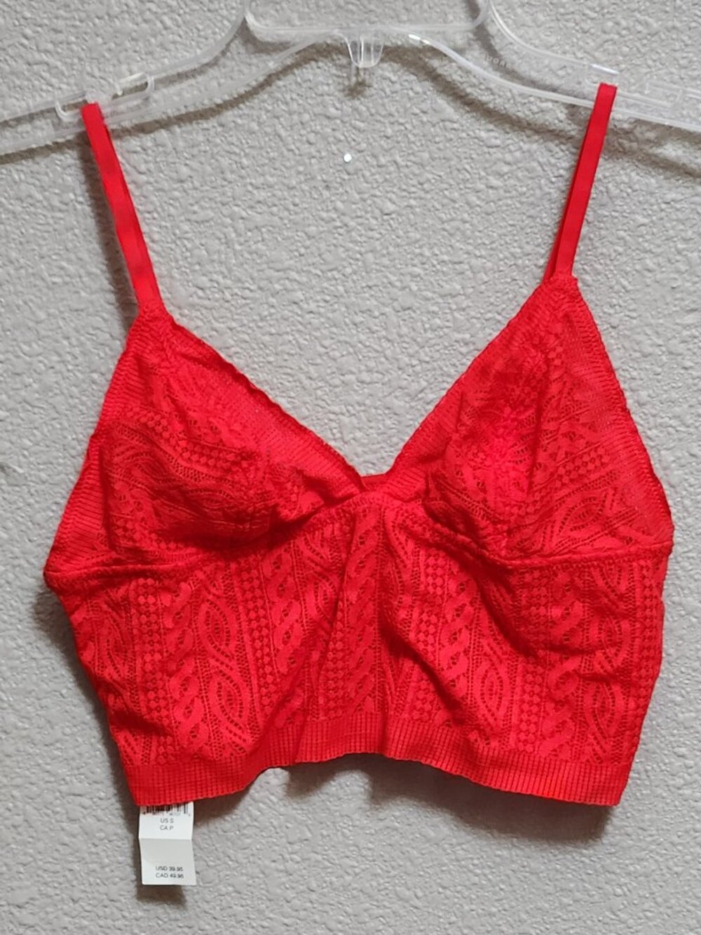 AERIE - Lace Bra Top Bralette Red - Small - NEW NWT